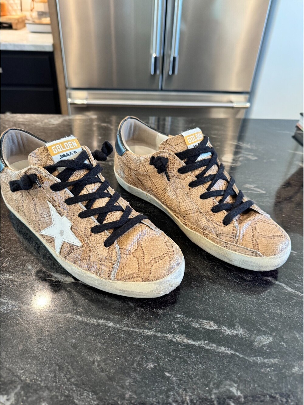 Golden Goose Super Star RARE Light Brown Snake Print Sneaker Euro 39 US Sz 9